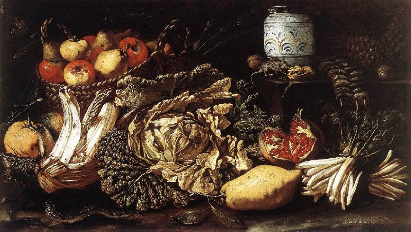 SALINI, Tommaso Still-life with Fruit, Vegetables and Animals f France oil painting art